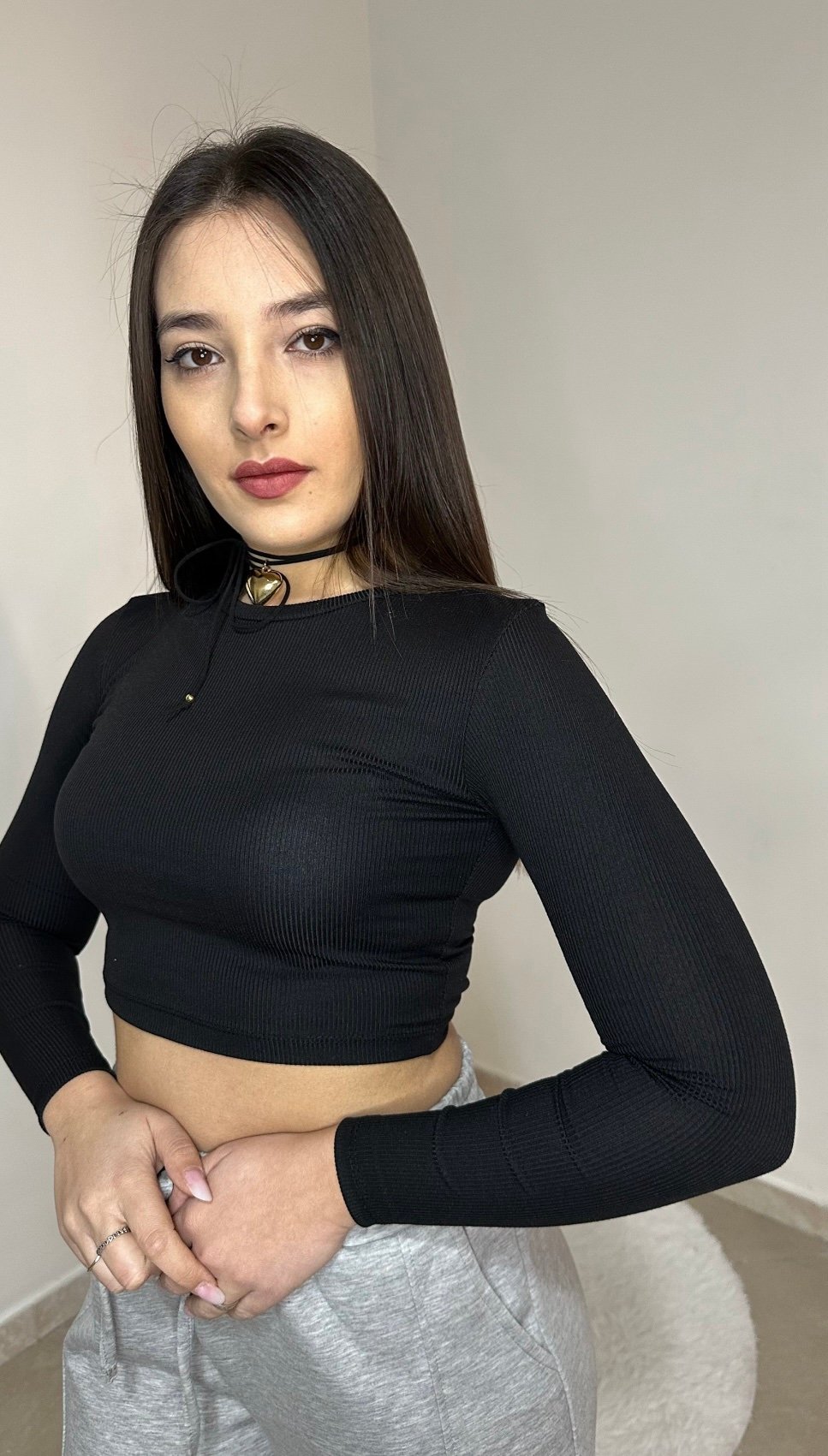 Maglia Crop a costine