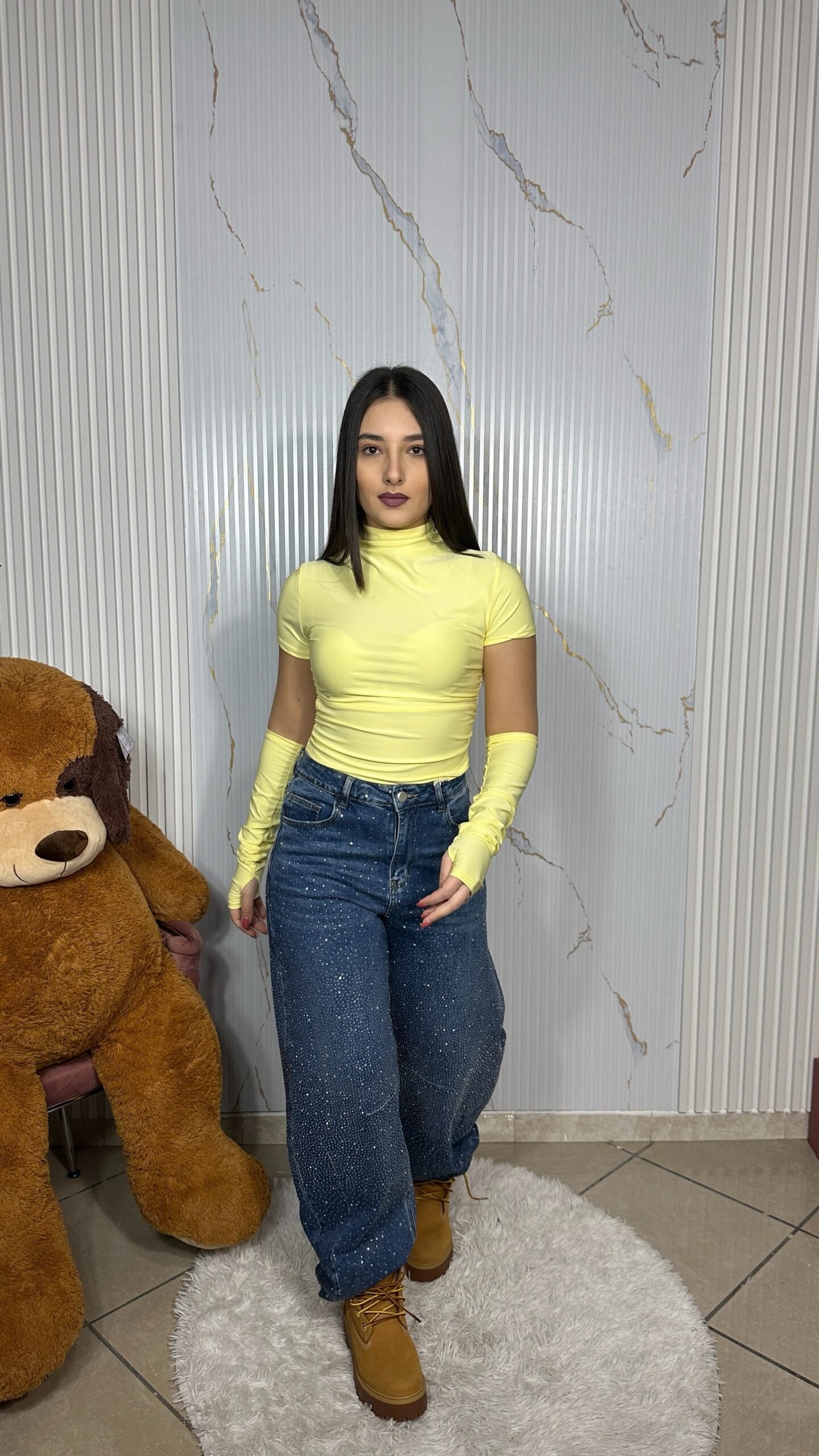 Maglia Crop Con Manicotti