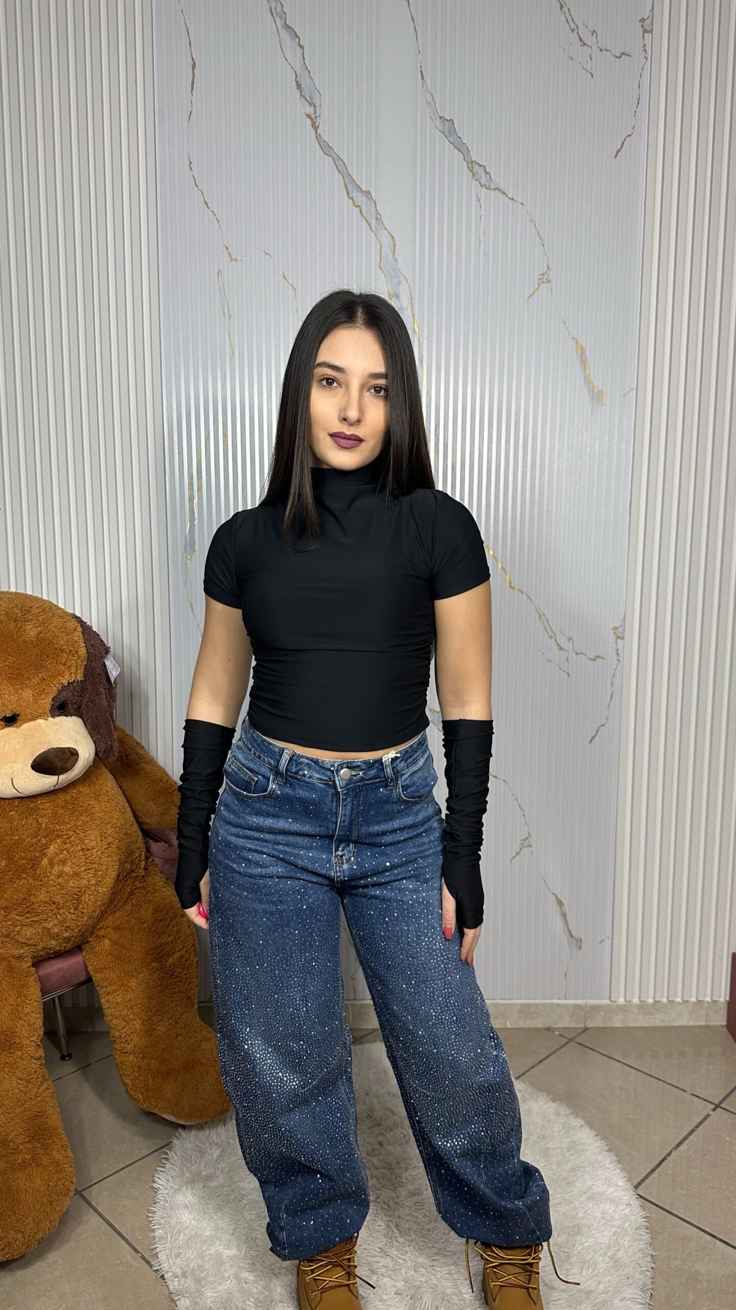 Maglia Crop Con Manicotti