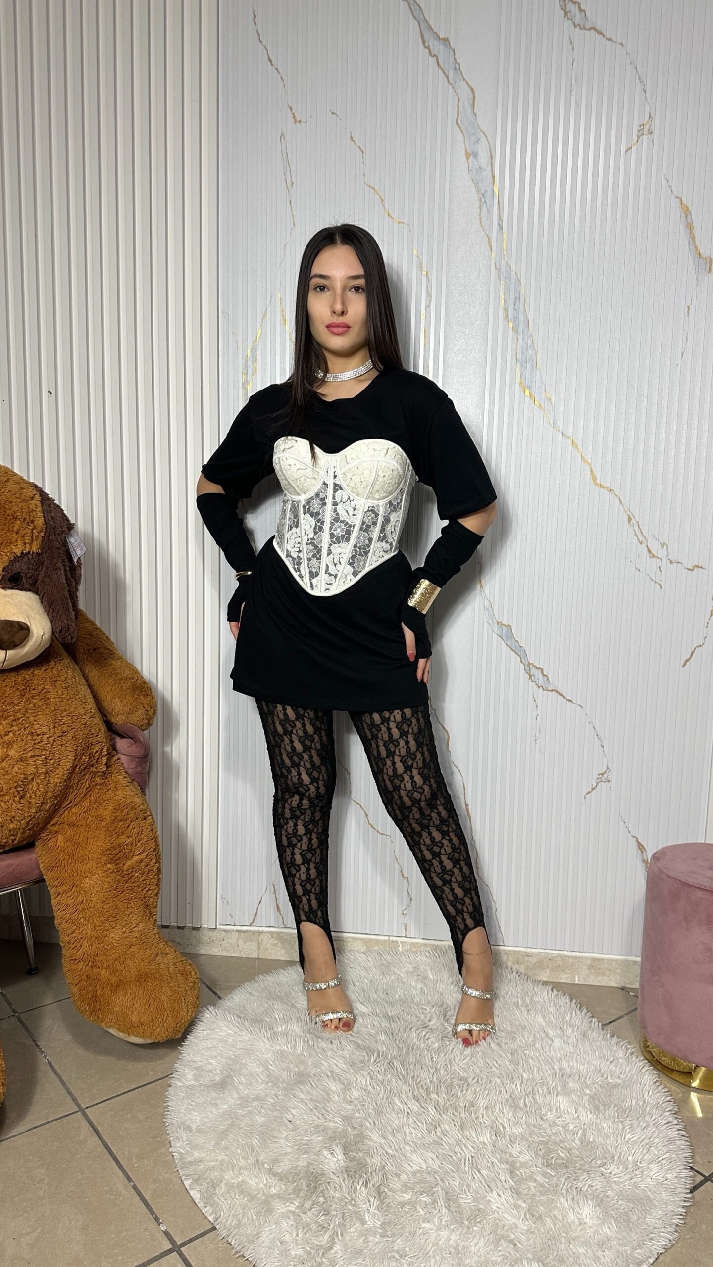 Maxi Shirt Con Manicotti Nero